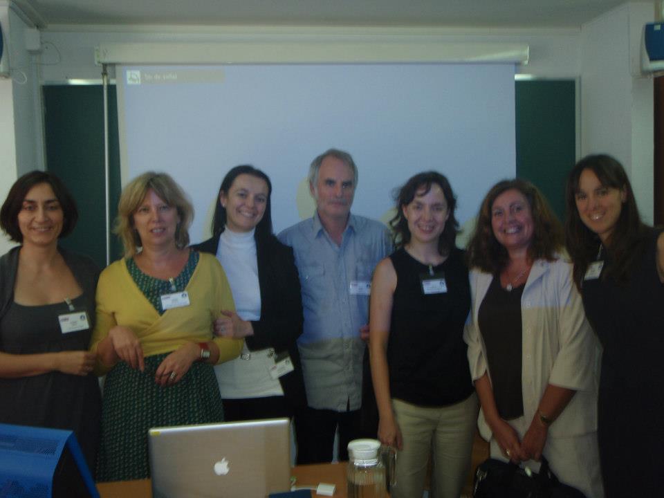 Susana Pajares, Gio di Rosario (U. Copenhagen), María Mencía (Kingston), John Cayley (Brown Univ.), Maya Zalbidea (organizer), Asun López-Varela at ELVA Instituto Franklin Madrid